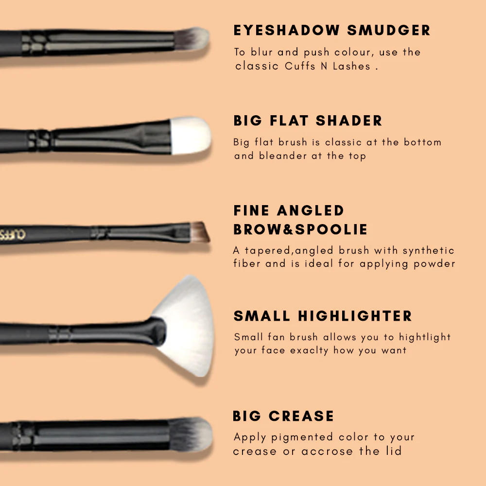Cuffs N Lashes Makeup Brushes Set of 14 - Image 5