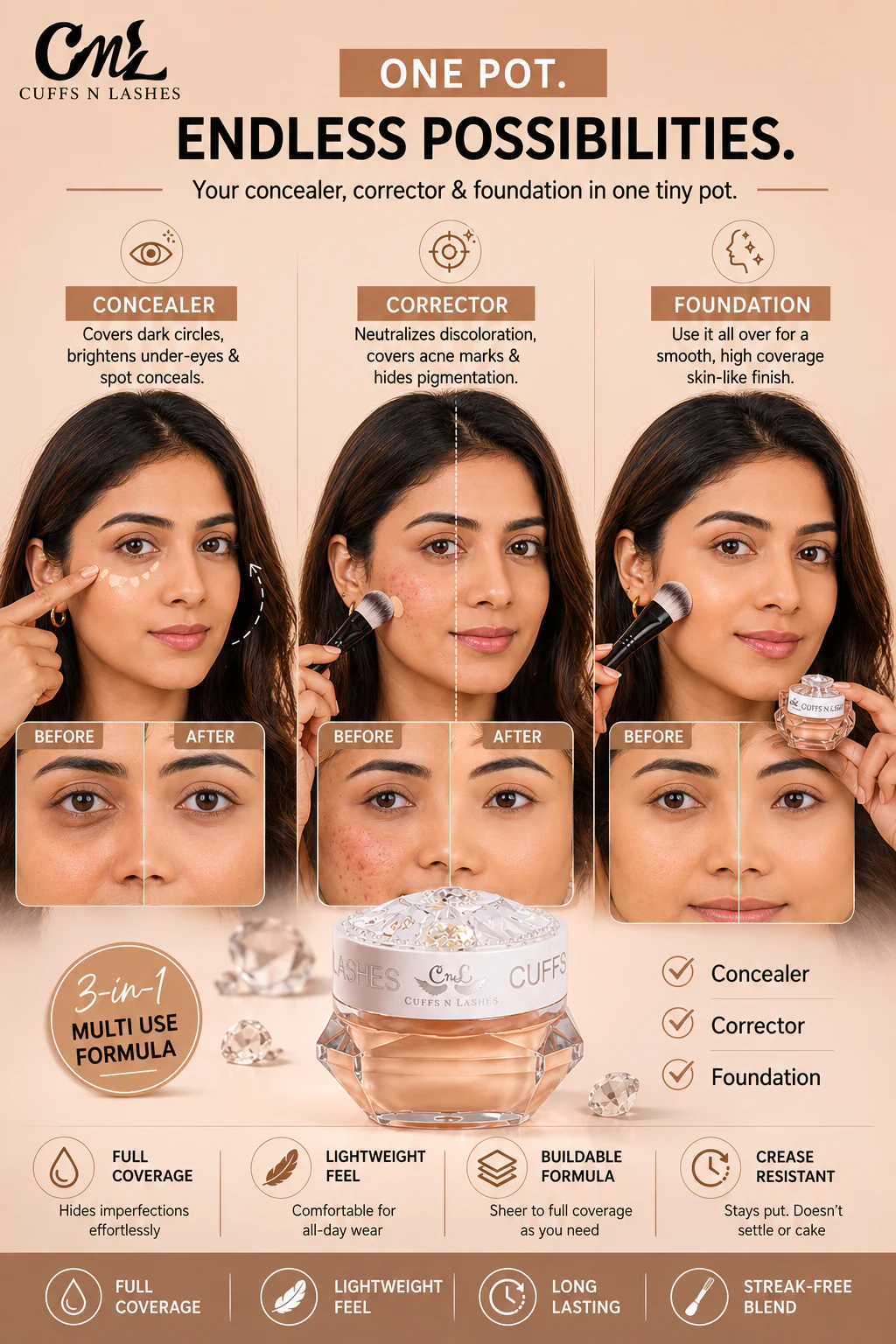 CUFFS N LASHES Coverpot + F016 Flawless Base Duo | Pick your shade - Image 4
