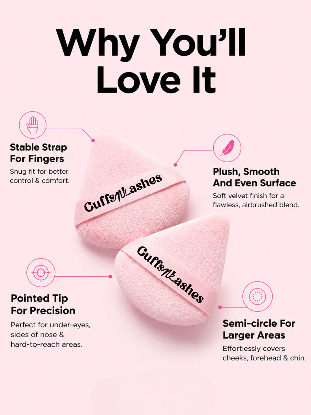 Cuffs N Lashes Pizza Puff - Soft Velvet Makeup Puff - Image 2
