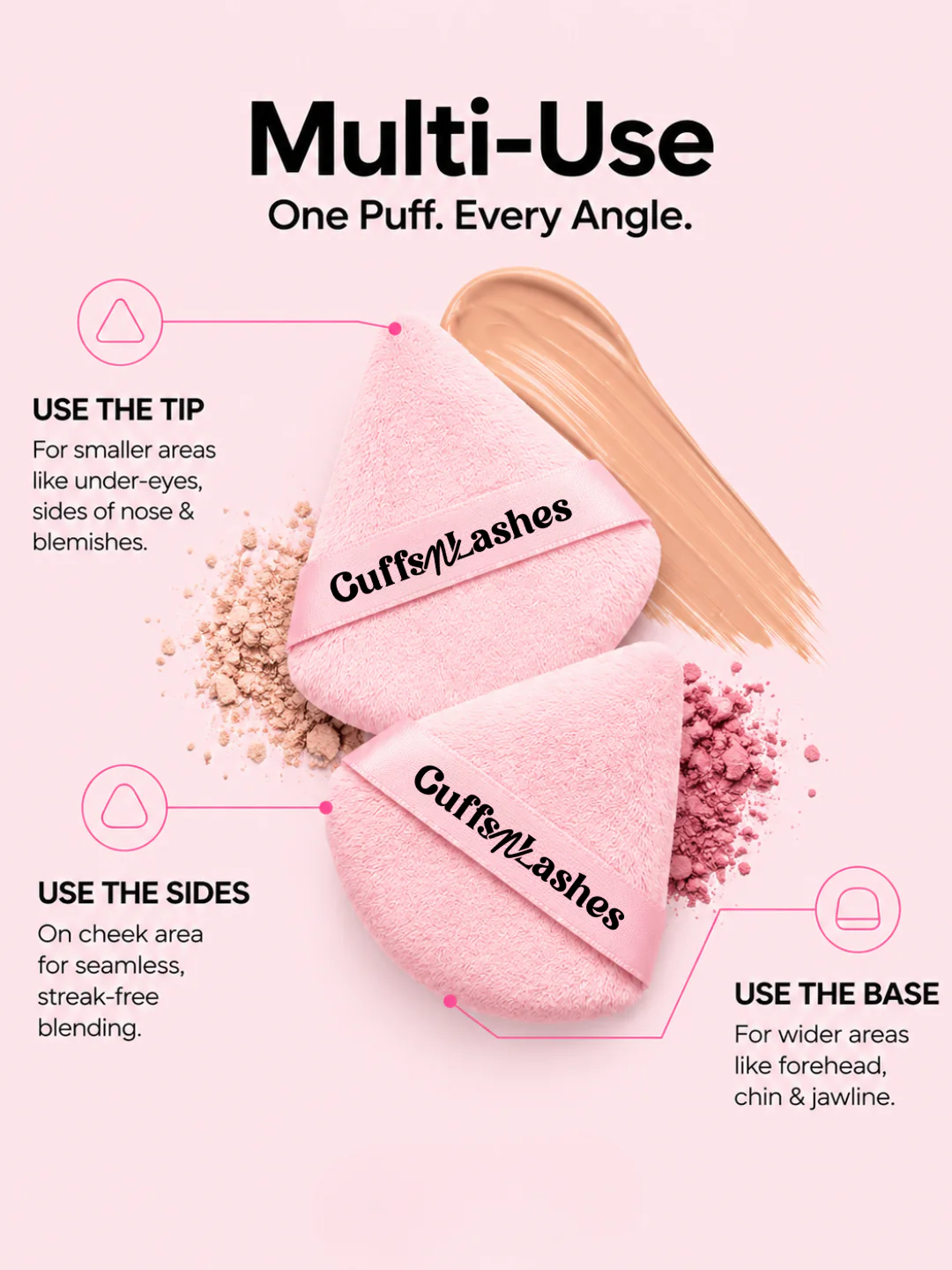 Cuffs N Lashes Pizza Puff - Soft Velvet Makeup Puff - Image 3