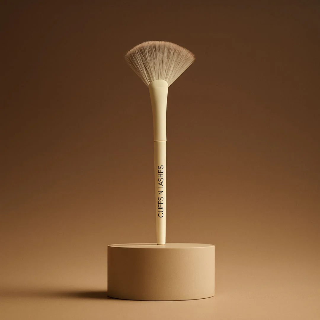 Cuffs n Lashes Pro Makeup Brush – Fan Highlighter Brush - Image 2