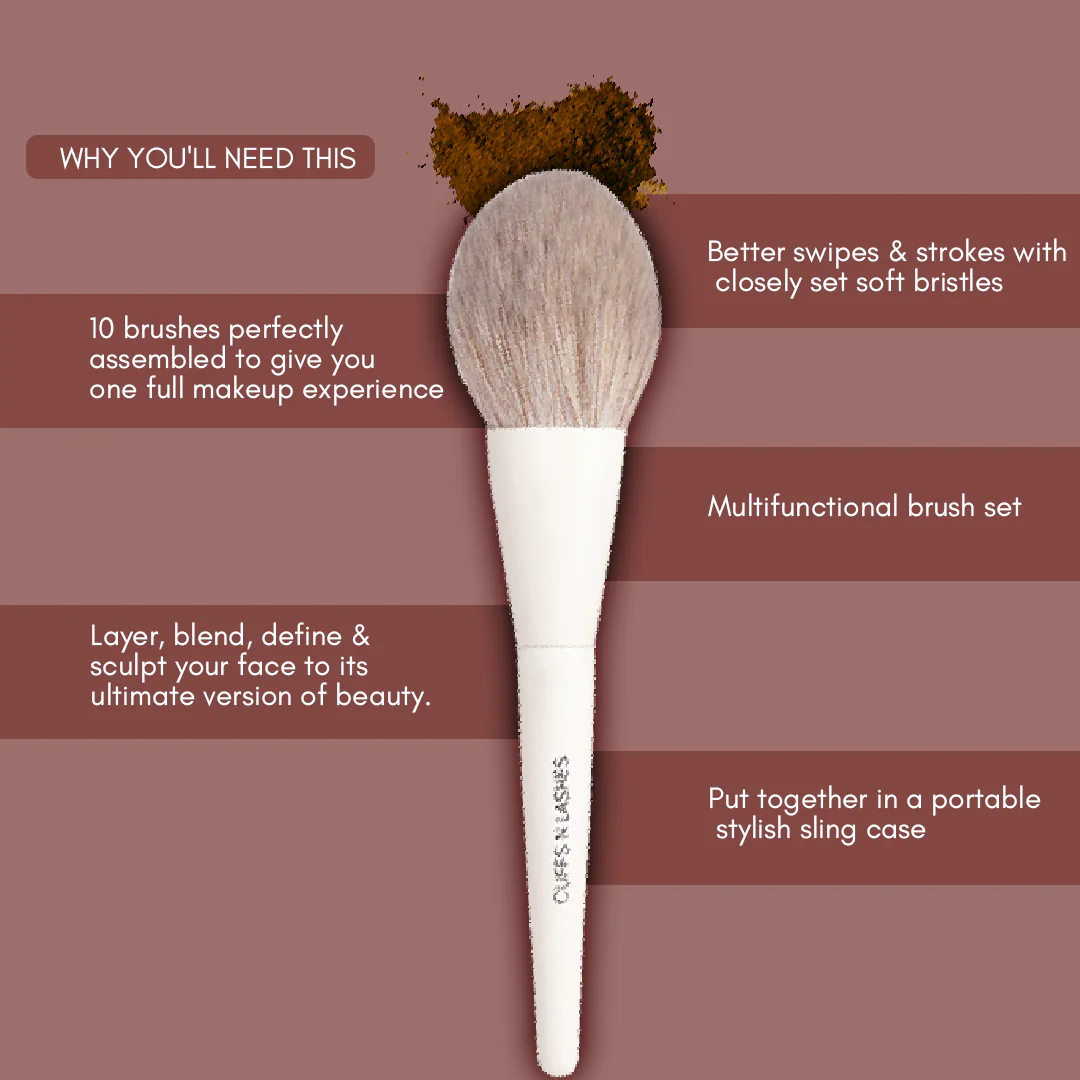 Cuffs N Lashes Pro Makeup Brush Set of 10 - Image 4