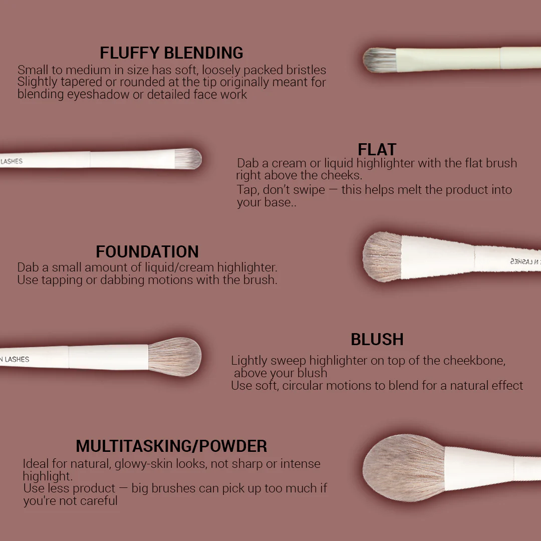Cuffs N Lashes Pro Makeup Brush Set of 10 - Image 6