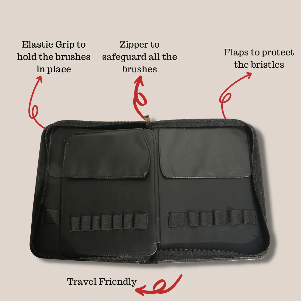 Cuffs N Lashes Zipper Brush Case (Without brushes), Black - Image 5