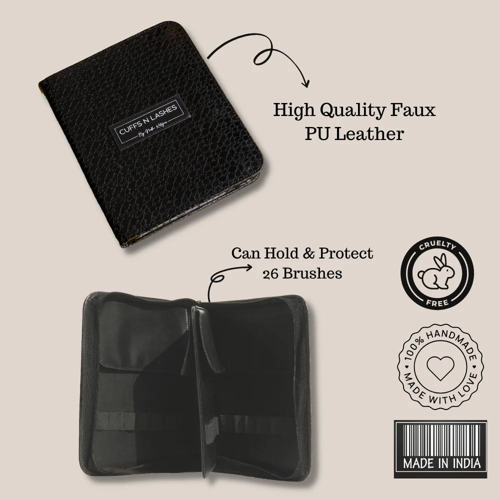 Cuffs N Lashes Zipper Brush Case (Without brushes), Black - Image 6
