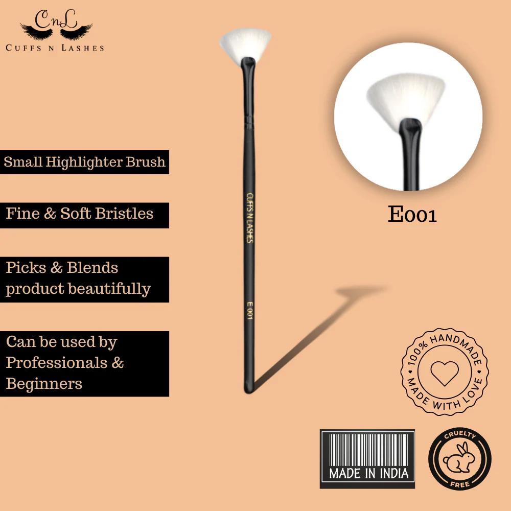 Cuffs N Lashes Makeup Brushes E001 - Small Highlighter Brush - Image 4